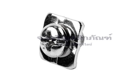 [E] น็อตยึดสายไฟ สแตนเลสชุบนิกเกิ้ล M5x8 mm พร้อมแหวนทรงสี่เหลี่ยม ขนาด 12x12 mm